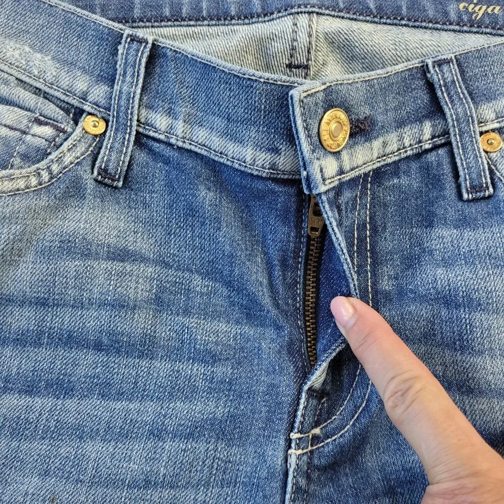 7 for all mankind woman’s blue the slim cigarette jeans size 27 - Picture 10 of 14